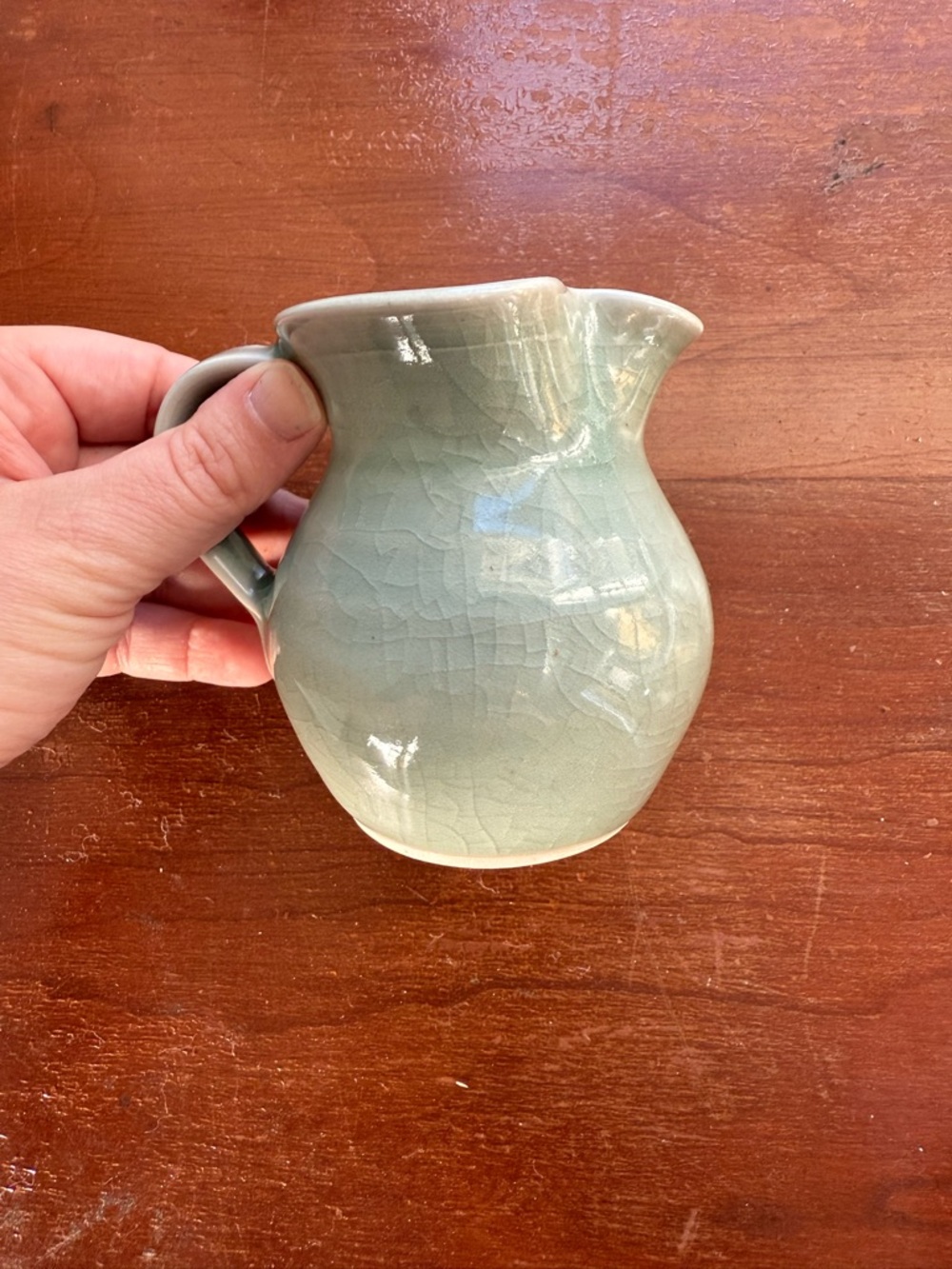 Simon Pearce Celadon Crackle Glaze Ceramic Creamer - Soft Green